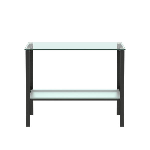 Modern Rectangular Glass Console Table With Two shelves