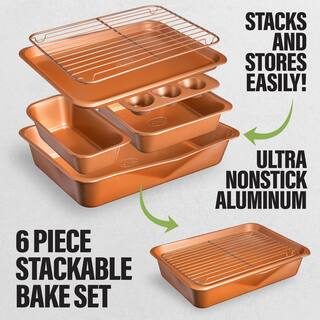 Gotham Steel StackMaster 6-Piece Carbon Steel Nonstick Space Saving Stackable Bakeware Set 7154