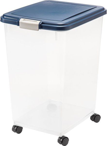 IRIS USA WeatherPro Airtight Dog， Cat， Bird and Small-Pet Food Storage Bin Container with Attachable Casters