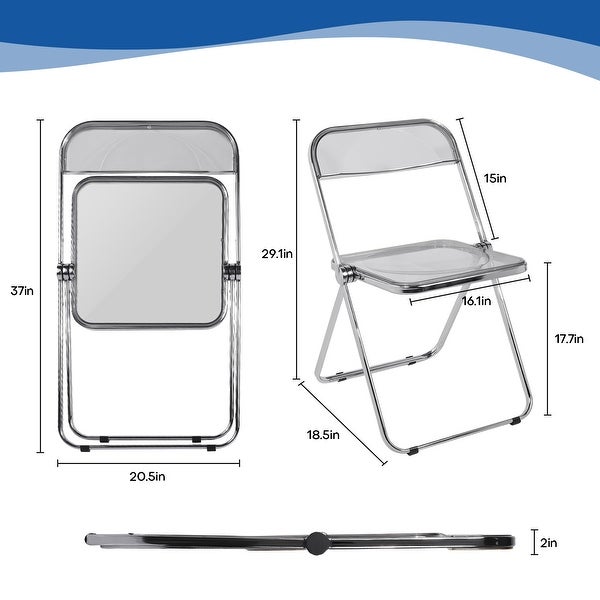 Modern Transparent Acrylic Folding Chair with Metal Frame