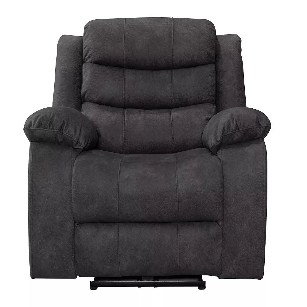 Fc Design Overstuffed Power USB Port Electric Pillow Top Arms Bedroom and Living Room Recliner Sofa Chair in Grey Finish