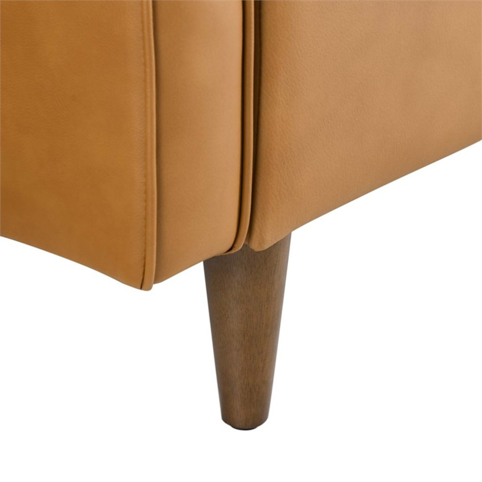 Modway Impart Modern Cushion Back Genuine Leather Upholstered Loveseat in Tan   Midcentury   Loveseats   by Homesquare  Houzz