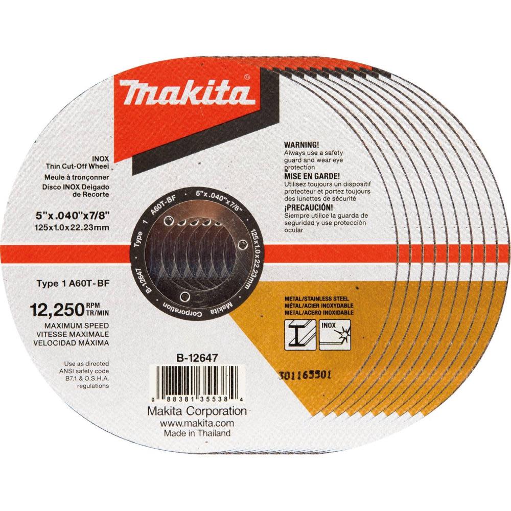 5 in. x .040 in. x 7/8 in. Thin INOX Cut-Off Wheel (10-Pack) ;