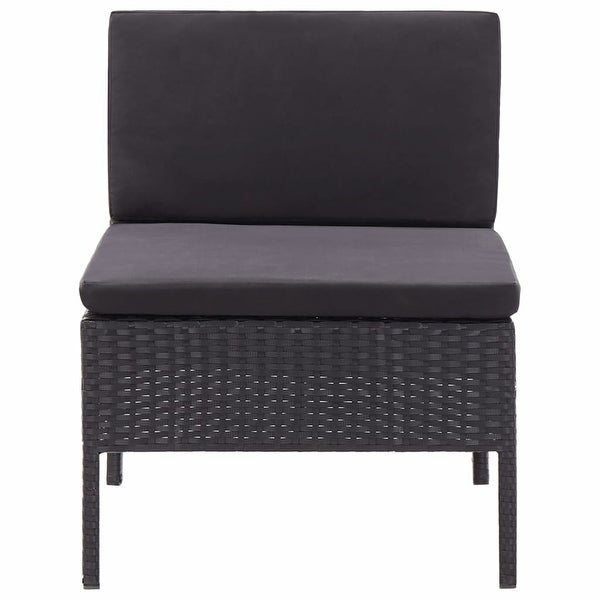 3 Piece Garden Lounge Set with Cushions Poly Rattan Black - Overstock - 35107810