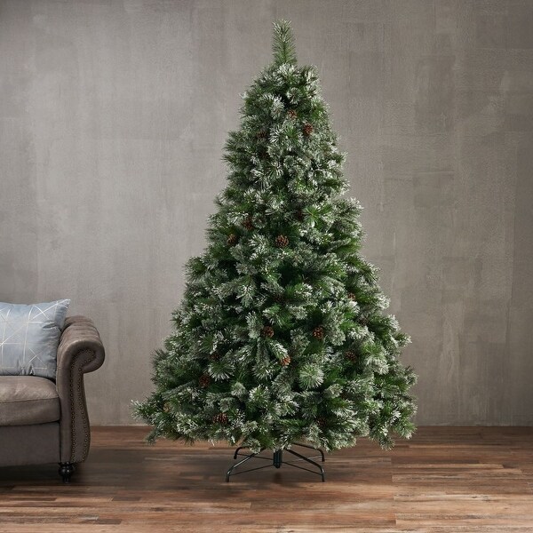 7' Faux Cashmere and Snow Bristle Mixed Christmas Tree