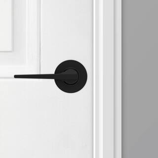 Kwikset Hollis Round Rose Matte Black Passage HallCloset Door Lever 200HSL RDT 514