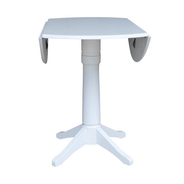 42 in Round Top Dual Drop Leaf Pedestal Table - White