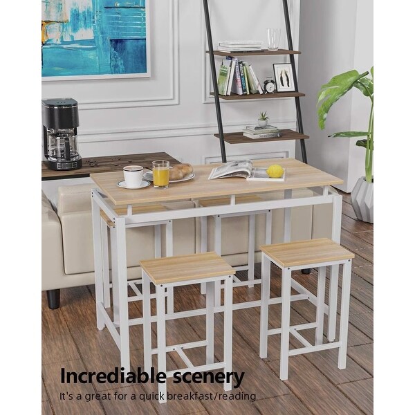 4 - Person Counter Height Dining Set with Wooden Panel and Metal Frame