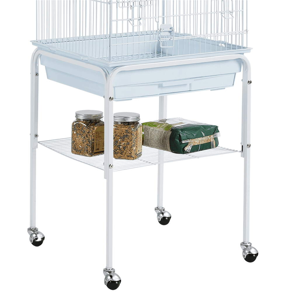 Yaheetech 47-inch Play Top Bird Cage w/ Detachable Rolling Stand， White