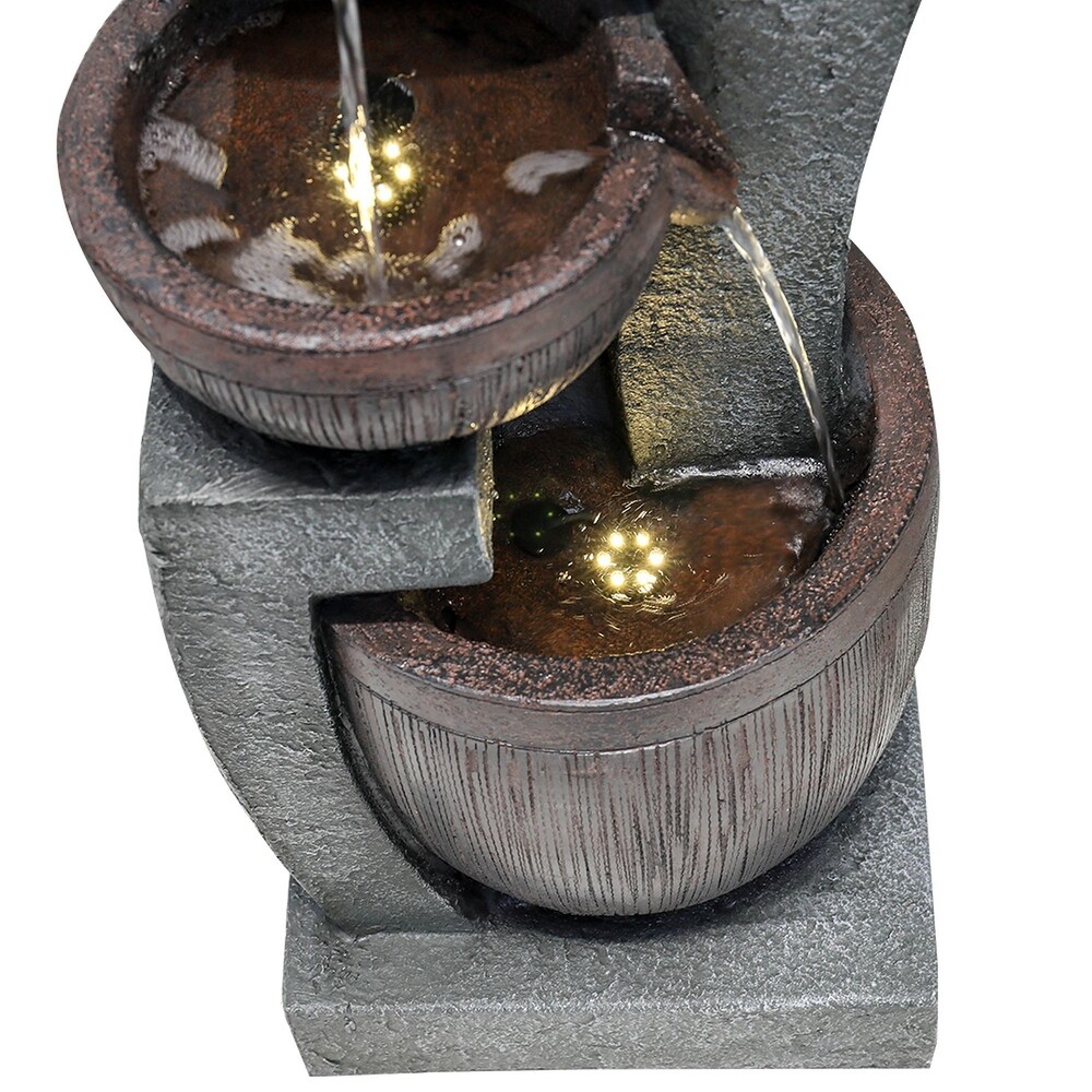 43.7'' Curving Water Fountain 5 Tier Resin Waterfall Outdoor