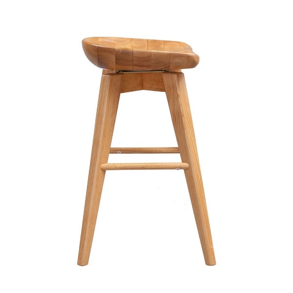 Esme 24 Inch Swivel Counter Stool with Contour Seat， Wood， Natural Brown