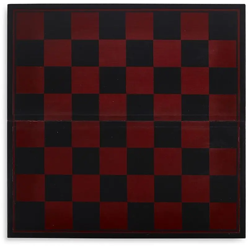 Deep Red and Black Checker Set with Board