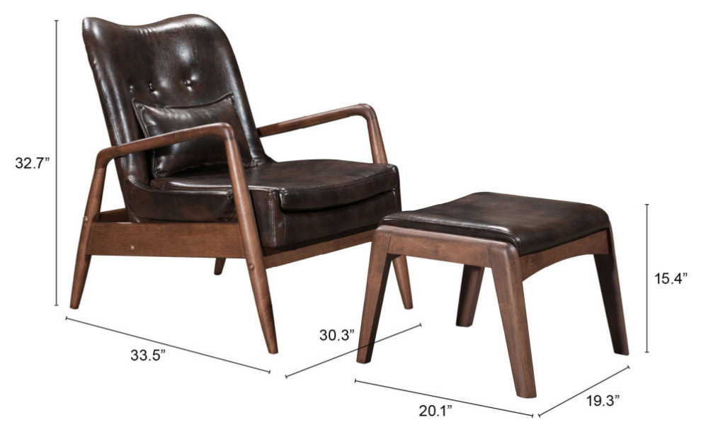 Bully Lounge Chair  ampOttoman Brown   Midcentury   Armchairs And Accent Chairs   by Sideboards and Things  Houzz