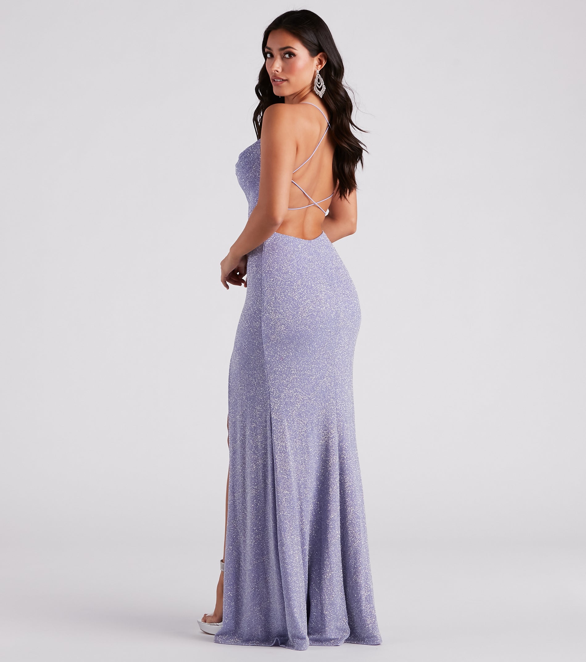 Doria Formal High Slit Glitter Dress