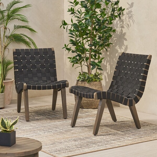 Charlotter Outdoor Rope and Acacia Wood Outdoor Lounge Chairs by Christopher Knight Home