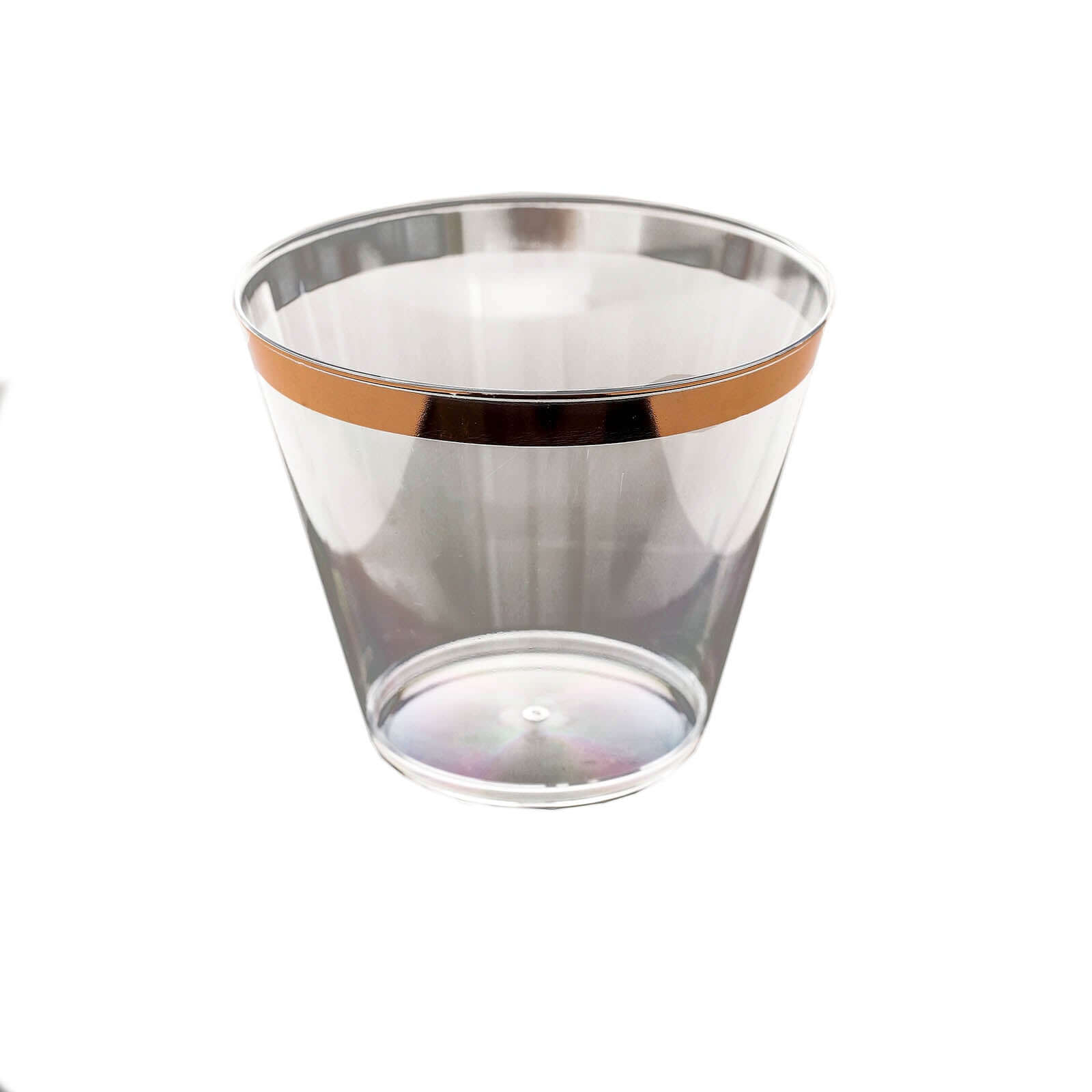 12 Pack Clear Rose Gold Rim Plastic Party Cups, Disposable Tumblers 10oz