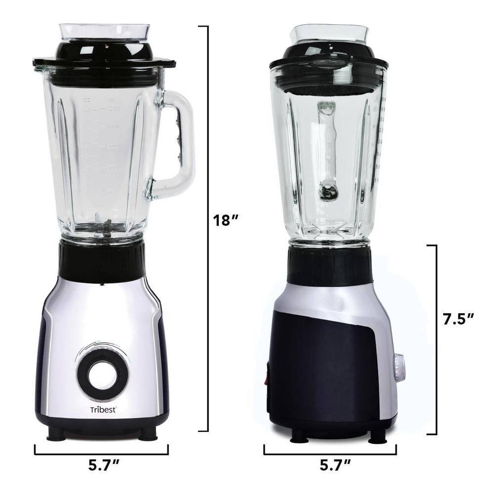 Tribest Glass 42 oz. 4-Speed Chrome Personal Blender with Vacuum PBG-5001-A