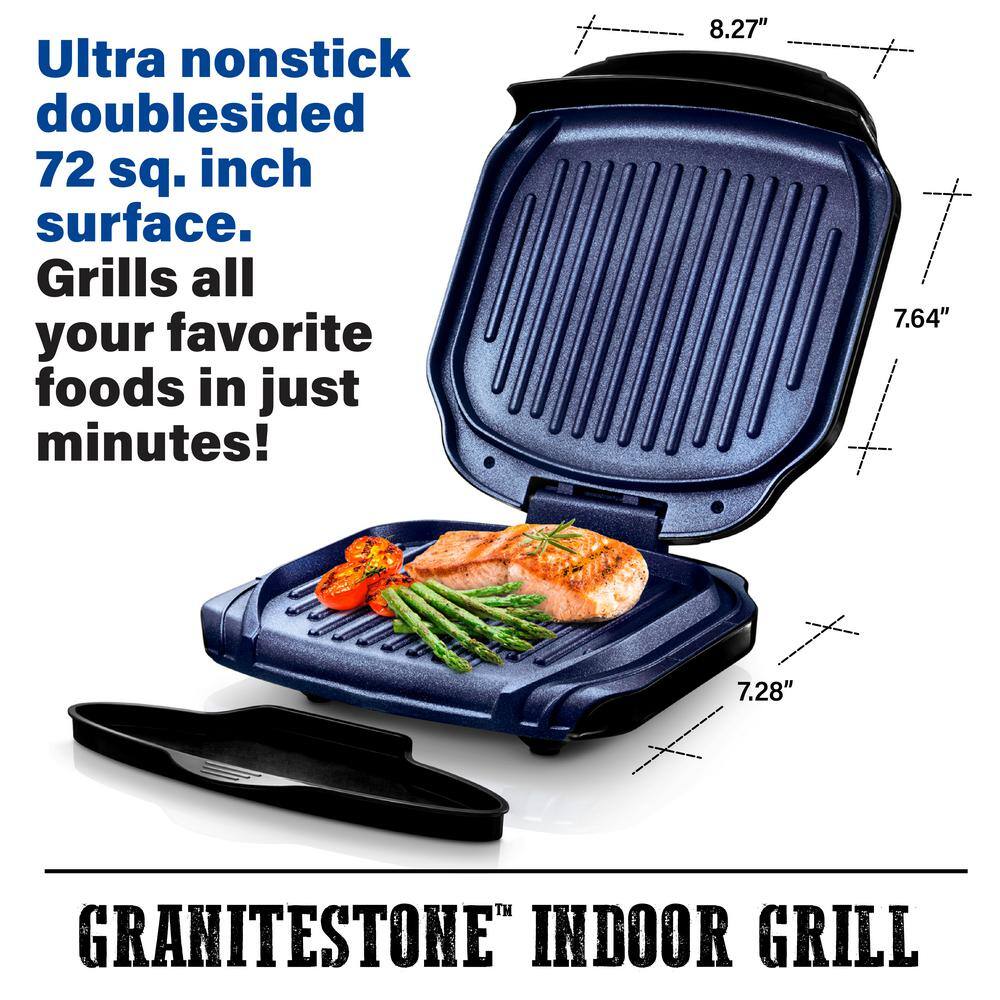 GRANITESTONE 72 sq. in. Classic Blue Ultra-Durable Non-Stick Diamond Infused Low Fat Grill 7195