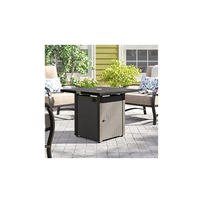 Rattan   Wicker Look Outdoor Propane Gas Fire Pit Table with 28 inches