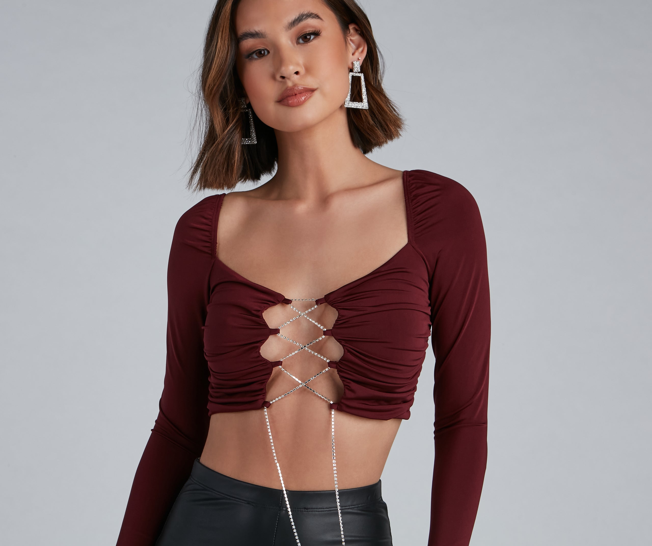 Rise And Stun Lace-Up Crop Top