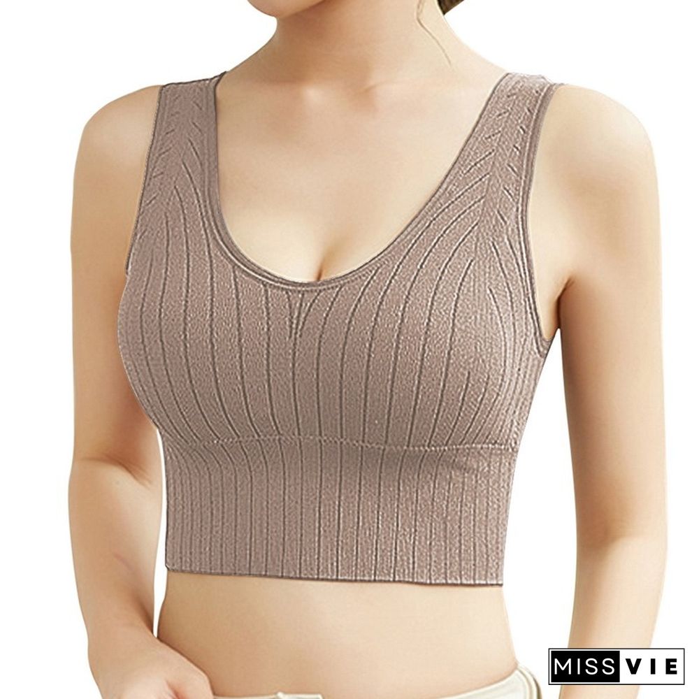 Womens Bra Underwear Seamless Womens Camisole Detachable Cup Padded Underwear Bras Sexy Sleeveless Sports Top Camisole