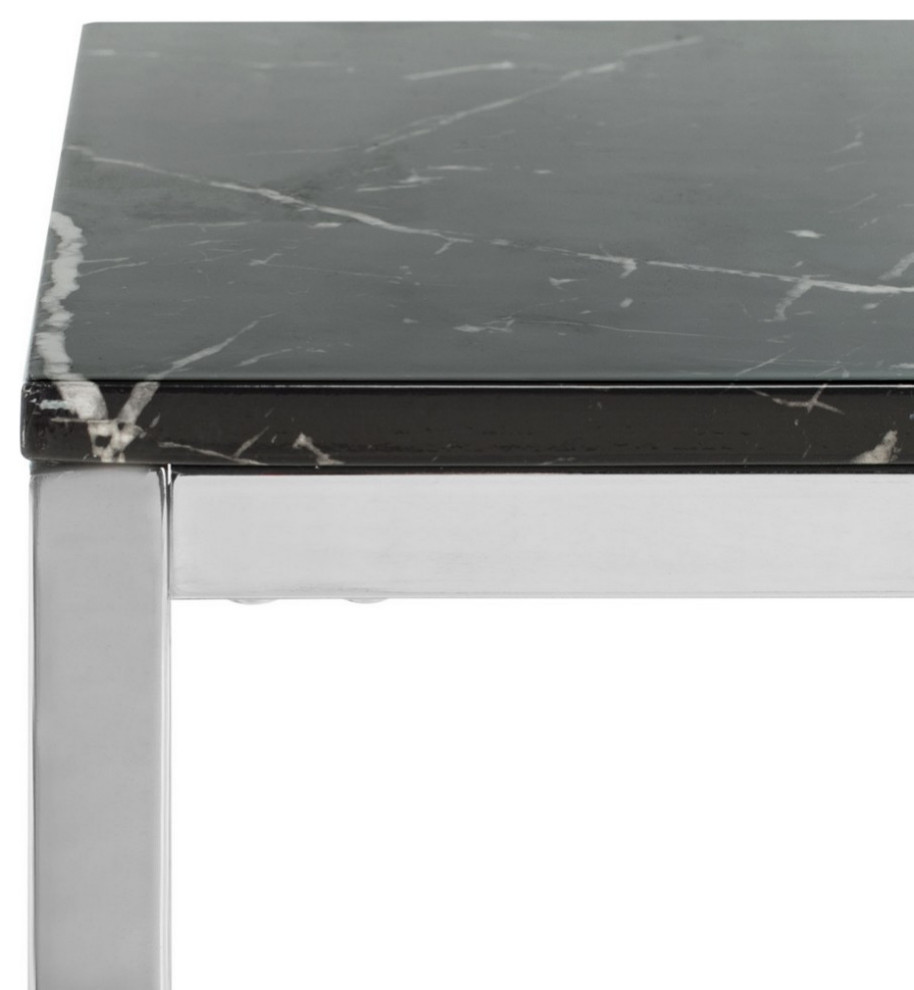 Mildred Square End Table Black Marble/Chrome   Modern   Side Tables And End Tables   by Virgil Stanis Design  Houzz