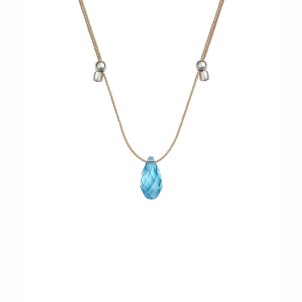 &Livy  Hyevibe Crystal Silk Slider Necklace in Aqua