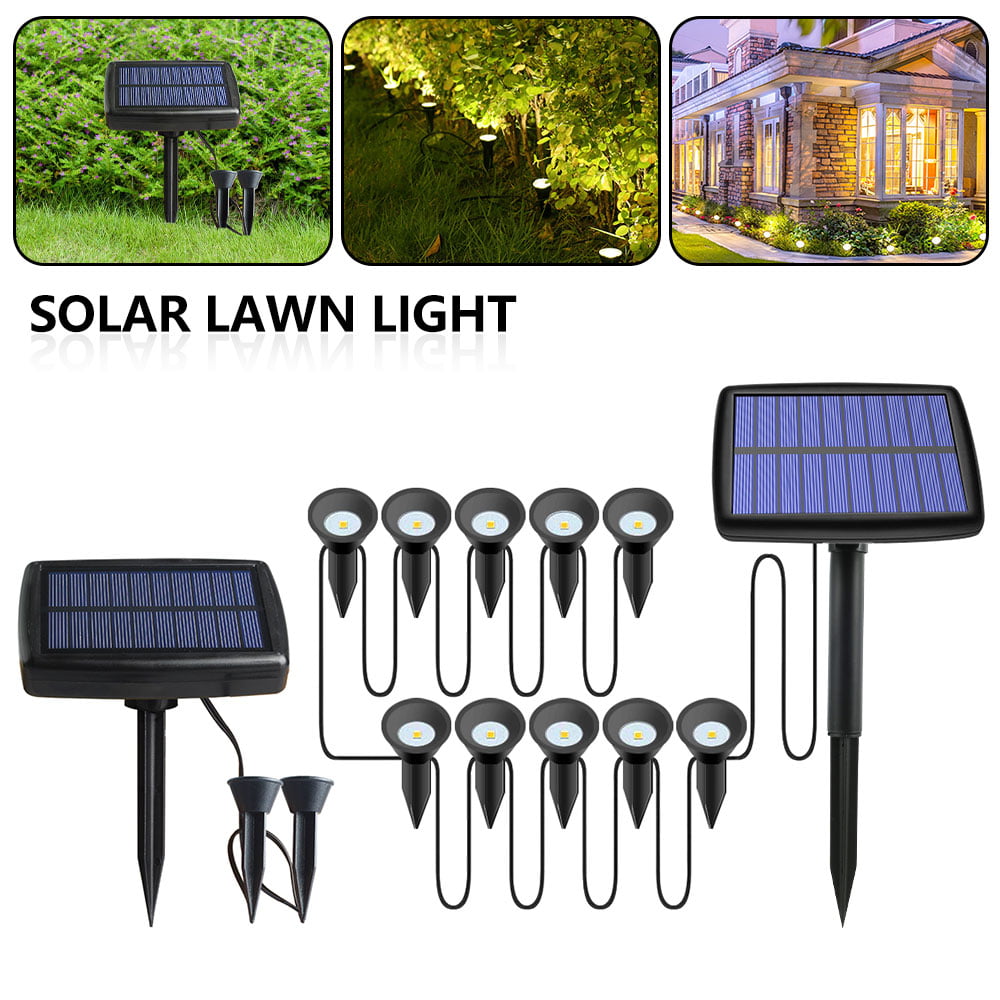 HOTBEST Solar Lights Outdoor Power Led Garden Spotlights Spot Waterproof Bright Decking Spotlights RGB Landscape Lights IP65 Waterproof Yard Downlight Pack of 10