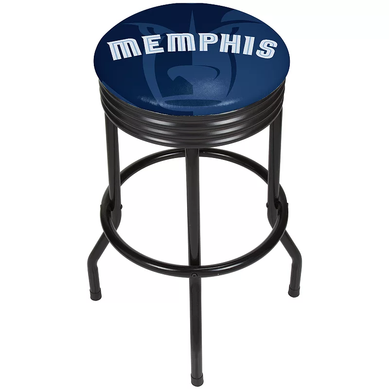 Memphis Grizzlies Padded Ribbed Black Bar Stool