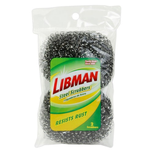 Libman 63 Stainless Steel Scrubbers， 2-Pack (Case of 12)