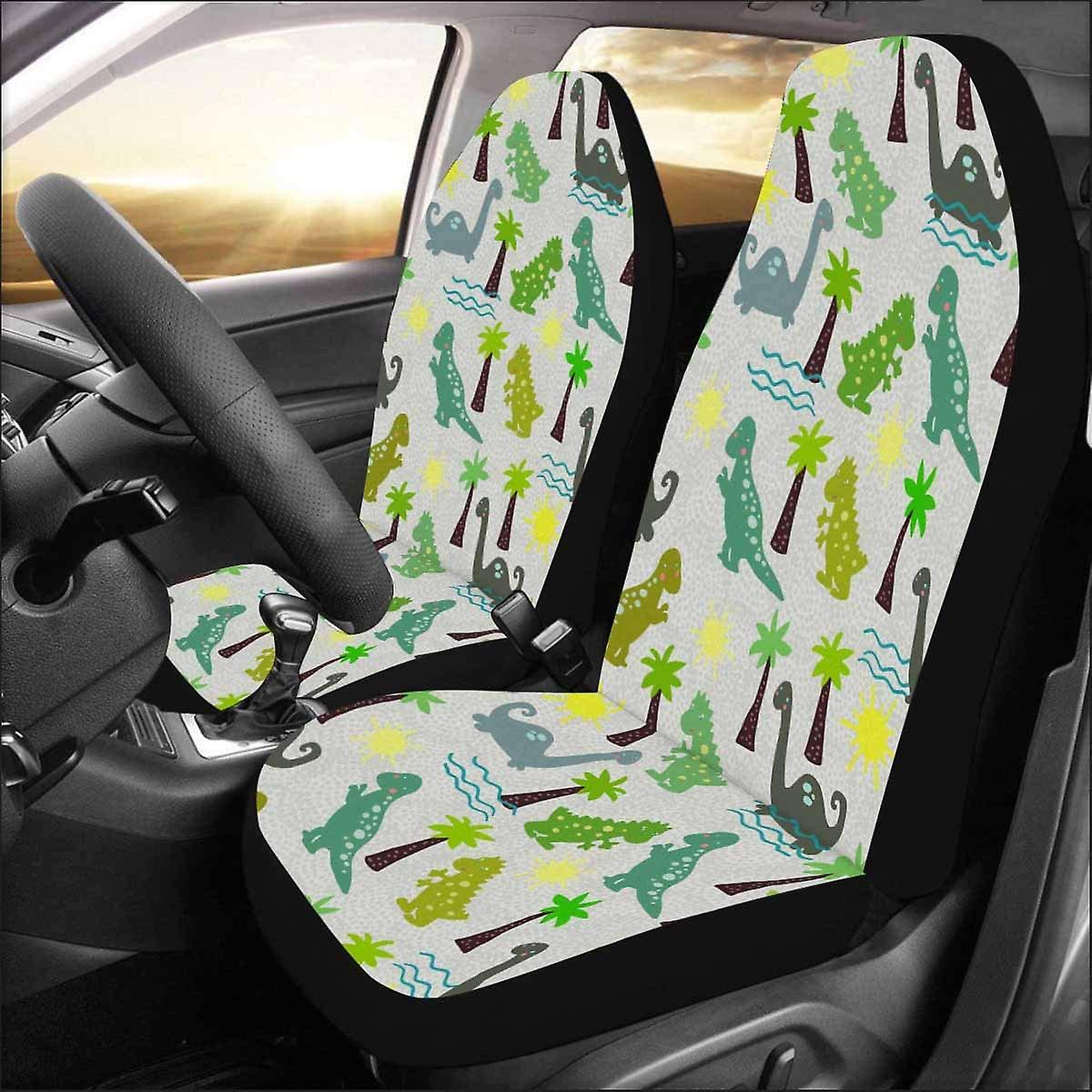 Set Of 2 Car Seat Covers Dinosaur Universal Auto Front Seats Protector Fits For Car，suv Sedan，truck D 75759