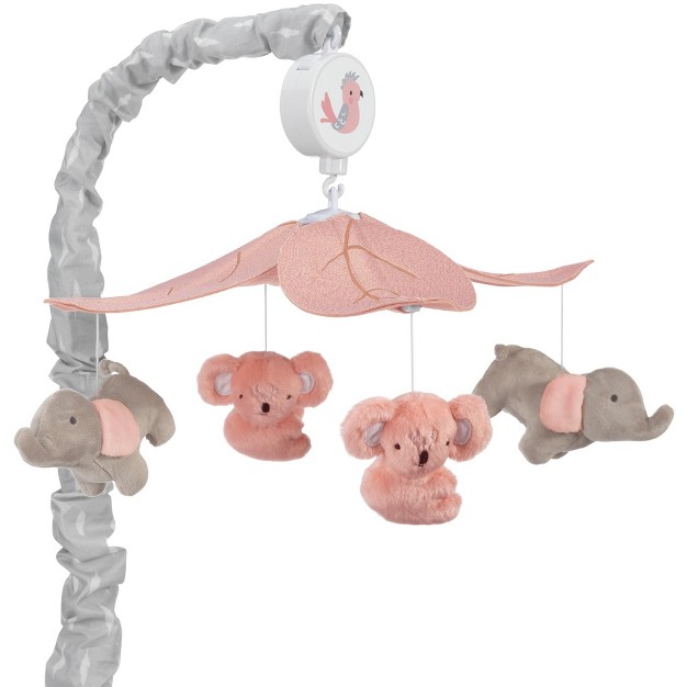 Lambs amp Ivy Calypso Pink gray Koala amp Elephant Musical Baby Crib Mobile