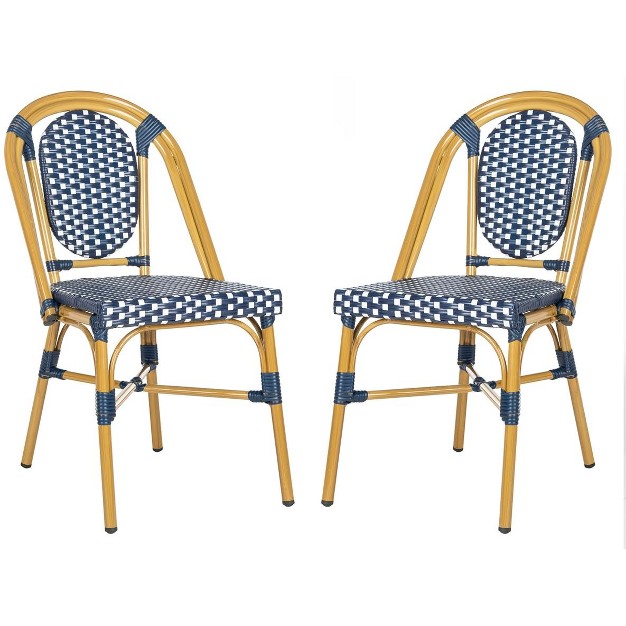 Lenda French Bistro Chair set Of 2 Navy white Safavieh