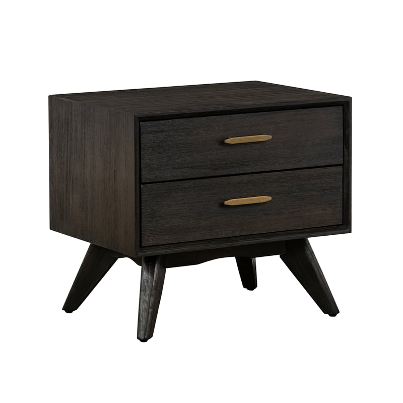 Baly Acacia Mid-Century 2 Drawer Night stand