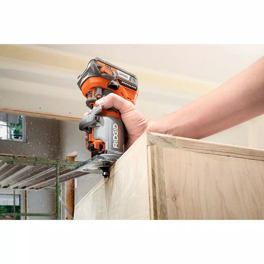 RIDGID 18-Volt Cordless Brushless 1/4 in. Compact Router with Fixed Base and Tool Free Depth Adjustment and#8211; XDC Depot