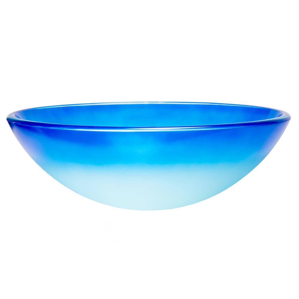 Eden Bath Cloud Frosted Blue Glass Round Vessel Sink EB_GS70