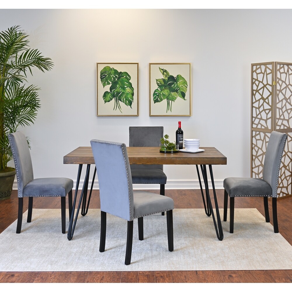 Roundhill Furniture Ashzo 5 Piece Dining Set  Hairpin Dining Table with 4 Chairs