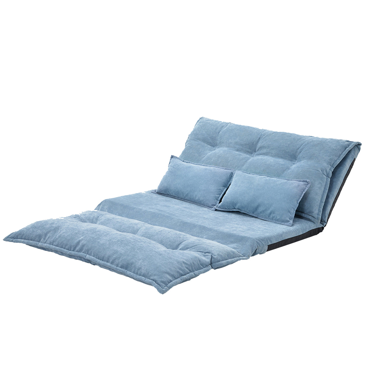 Adjustable Foldable Leisure Futon Sofa with Tufting, Blue- Saltoro Sherpi