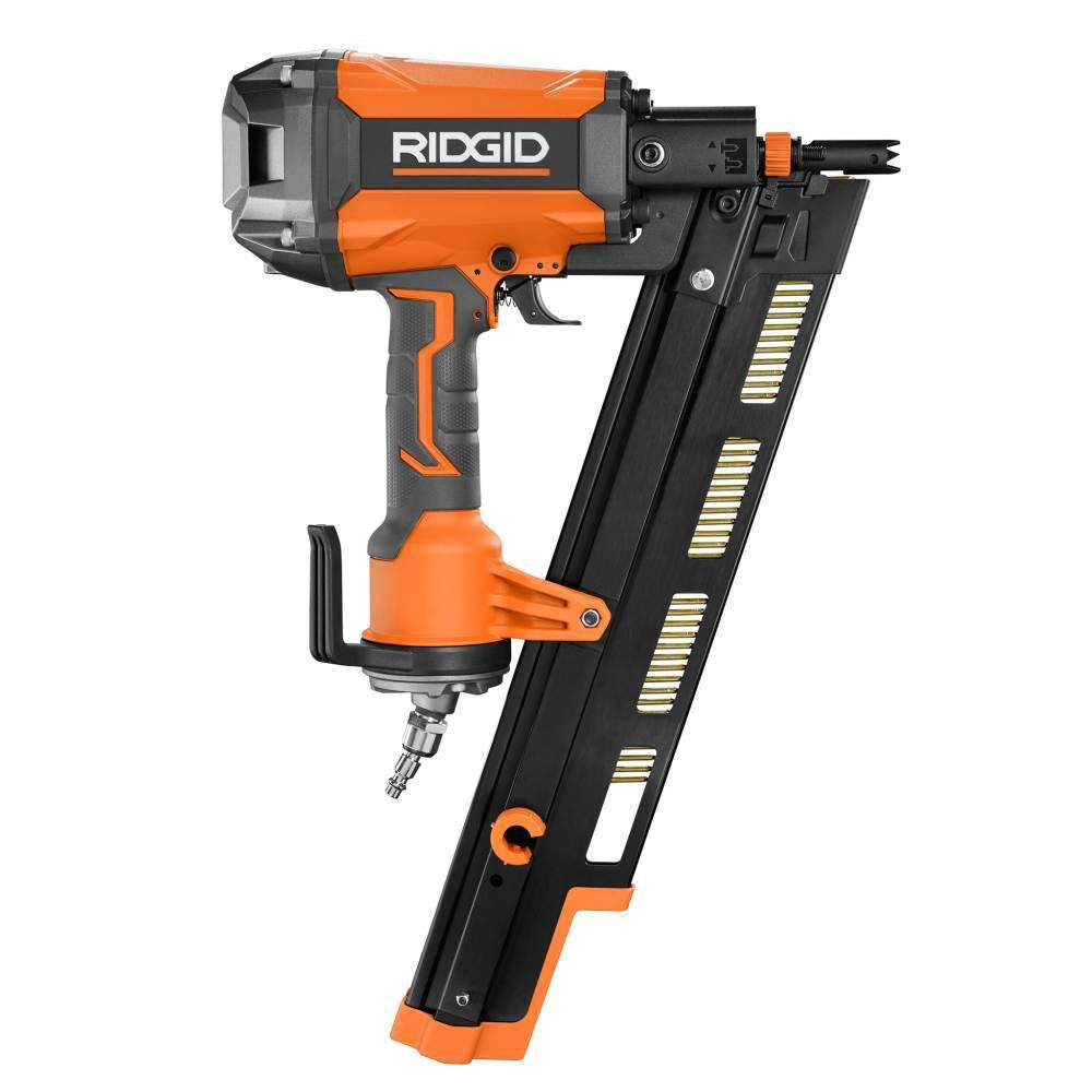 RIDGID Pneumatic 21-Degree 3-12 in. Round Head Framing Nailer with 14 in. 50 ft. Lay Flat Air Hose R350RHF-R5025LF