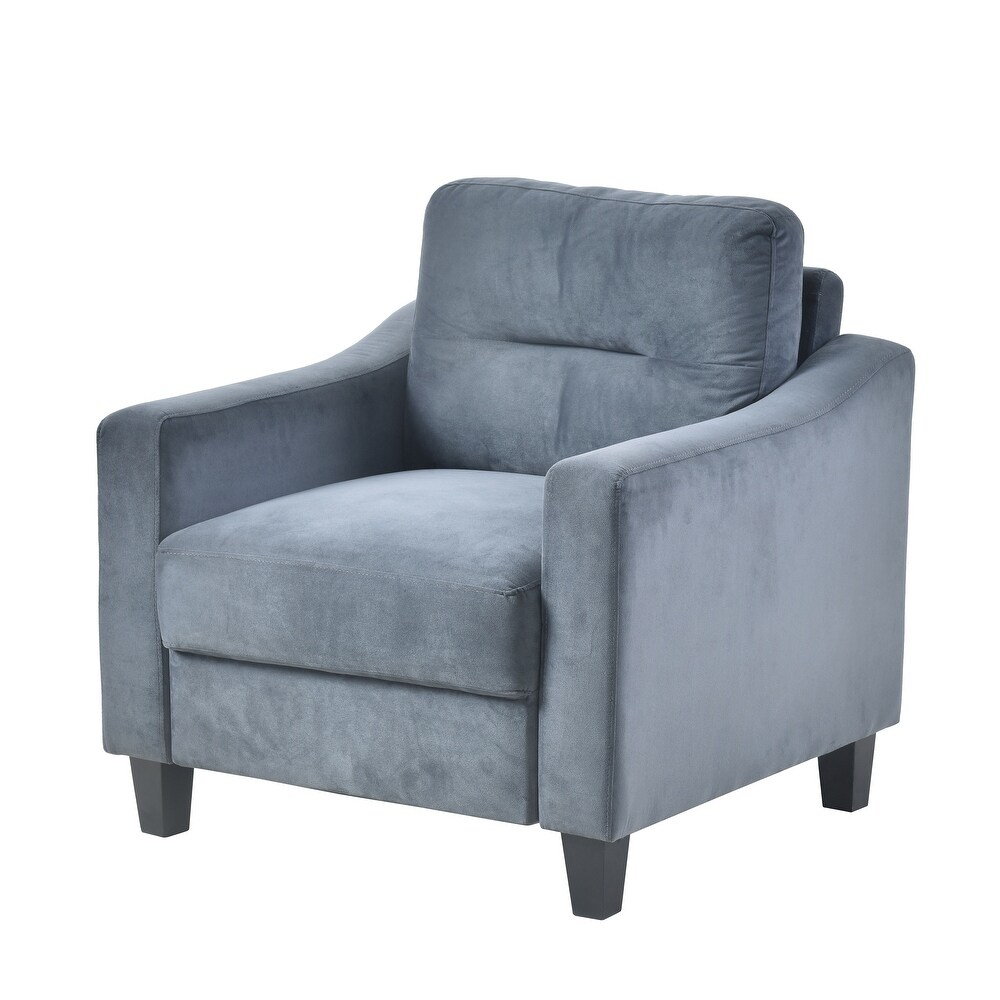 3 Seater/ Loveseat/ Single Sofa Chairs  Linen Fabric Upholstered Couch with Removable Cushions for Living Room  Blue Grey