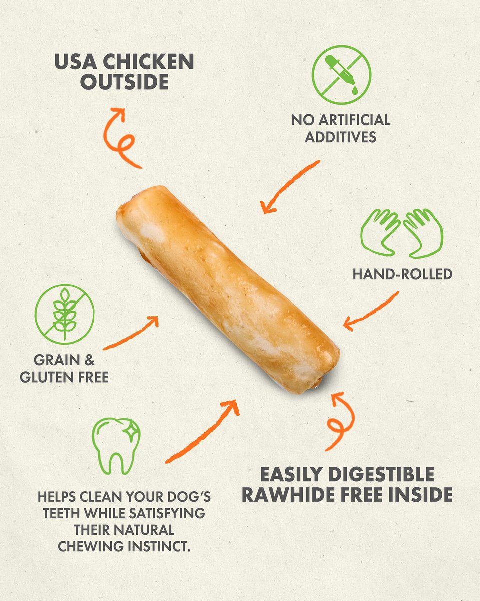 Canine Naturals Hide Free Chicken Recipe Small Rolls Dog Treat， 6 Count