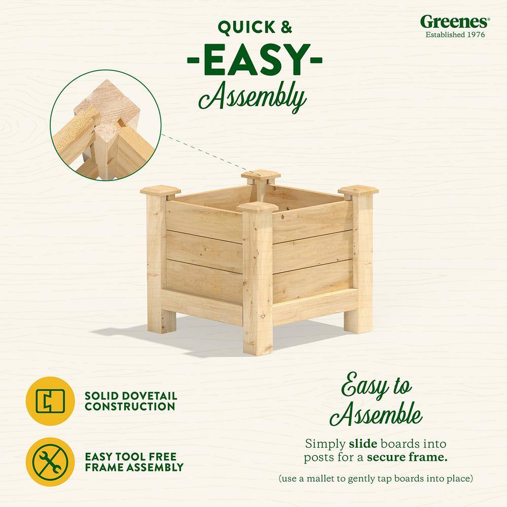 Greenes Fence 16 in. L x 16 in. W x 17 in. H Original Cedar Elevated Planter RCEV161617