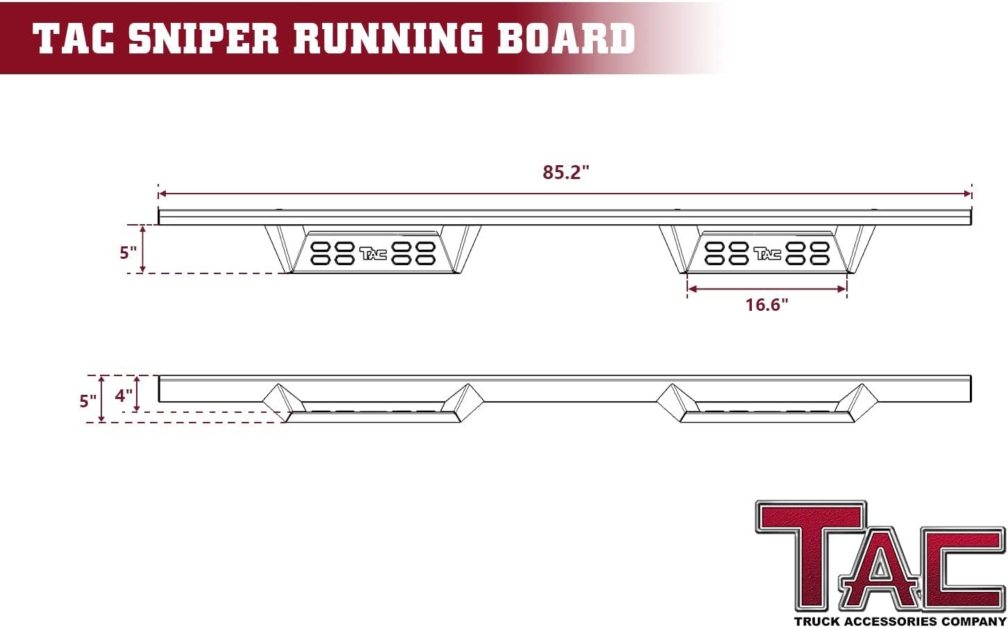 TAC Sniper Running Boards Compatible with 2020-2023 Jeep Gladiator JT Truck Pickup 4