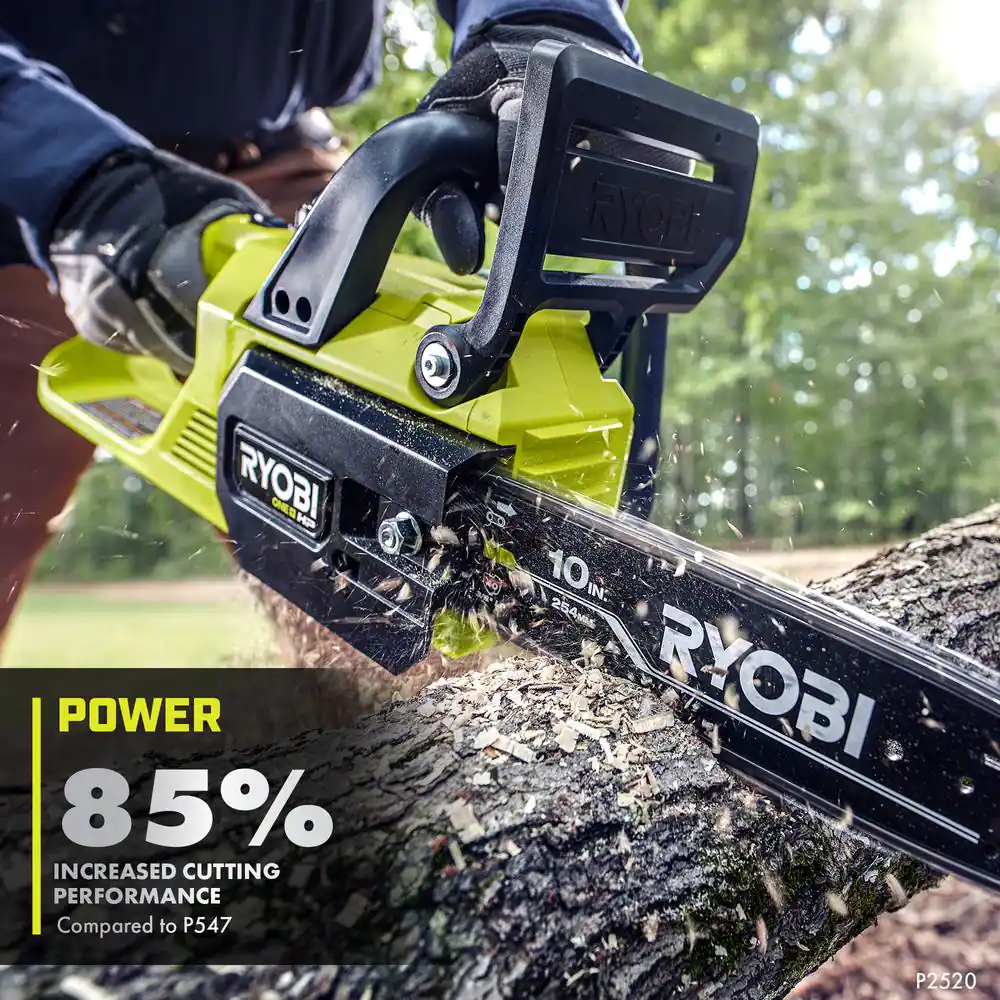 RYOBI P2520 ONE+ HP 18V Brushless 10 in. Cordless Battery Chainsaw， Battery and Charger