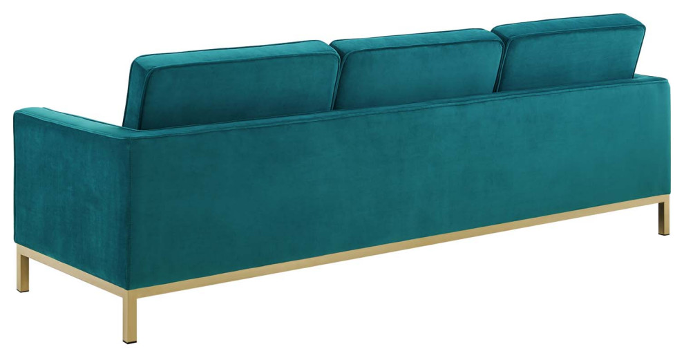 Loft Gold Stainless Steel Leg Performance Velvet Sofa   Contemporary   Sofas   by PARMA HOME  Houzz