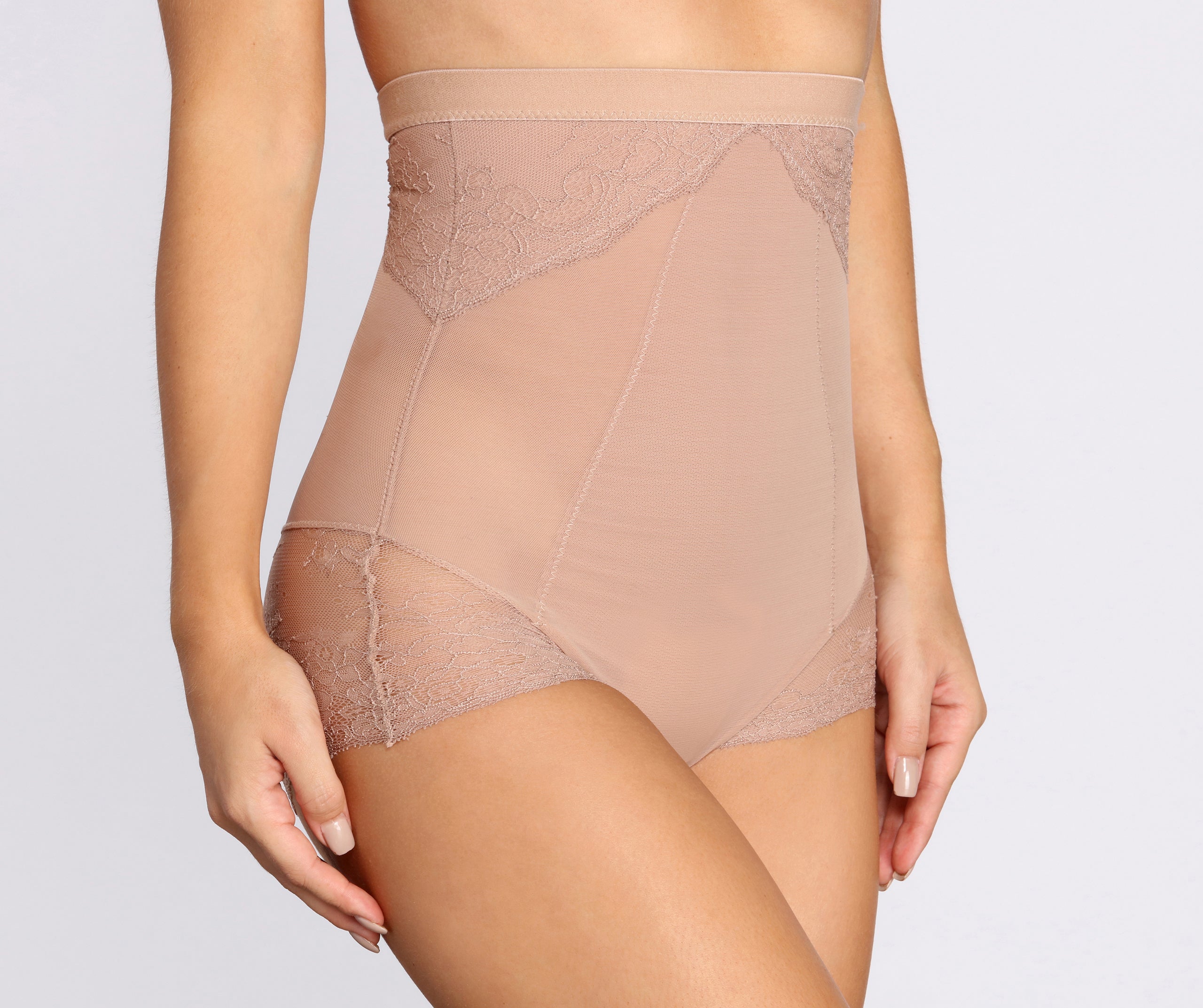 Sheer Mesh Lace Trim Shaper Short