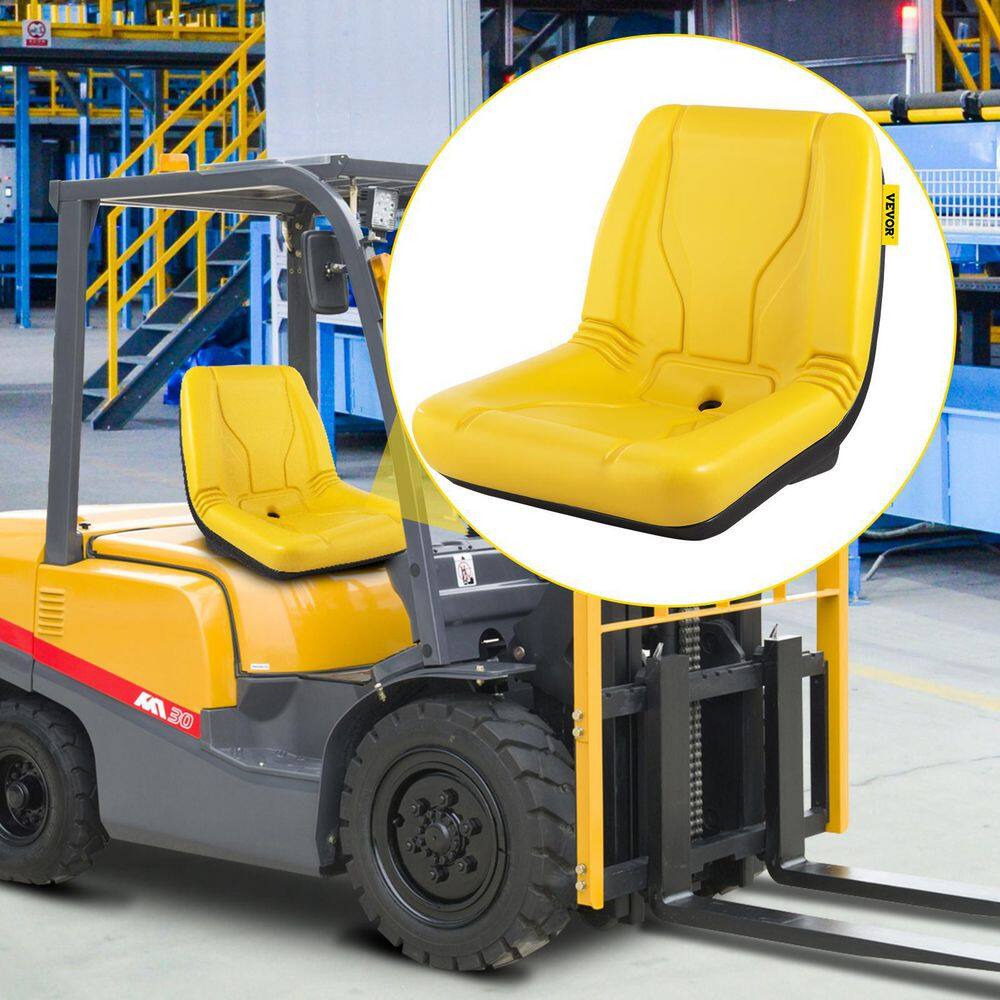 VEVOR Universal Tractor Seat Industrial High Back PVC Lawn and Garden Mower Seat Steel Frame Compact Forklift Seat in Yellow GBZYJOHNDEEREOBRWV0