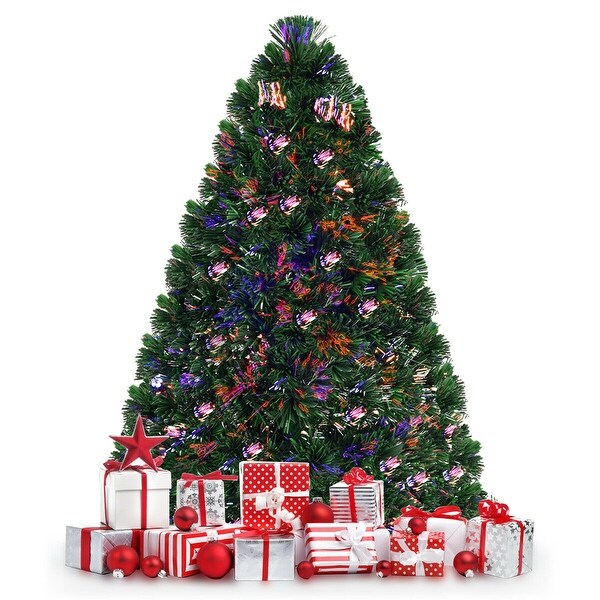 Costway PreLit Fiber Optic Artificial PVC Christmas Tree Metal 4Ft