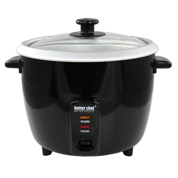 Better Chef 8 Cup Automatic Rice Cooker In Black With Rice Paddle And Measuring Cup