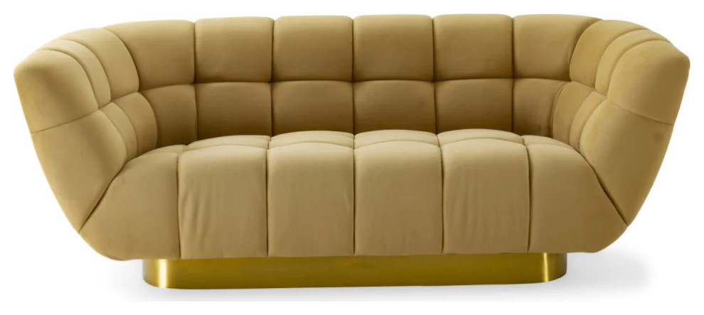 Tolen Glam Mustard and Gold Fabric Loveseat   Contemporary   Loveseats   by Rustic Home Furniture Deco  Houzz